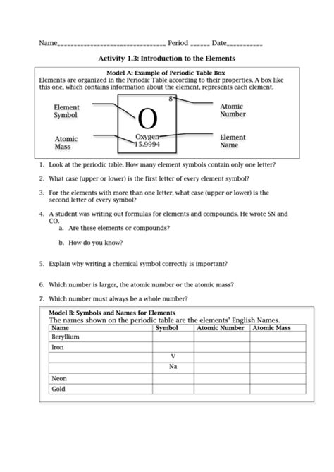 introduction to chemistry worksheet answers